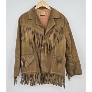 Vintage 1950s brown boho Western suede fringe jacket - some distress